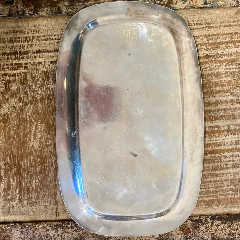Vintage Silverplate on Copper Small Tray Coronet England E.P. Cottagecore Decor